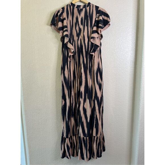 Anthropologie Maeve The Cassandra Maxi Dress Ikat Flutter Sleeve Ruffles Size XS - Picture 12 of 16